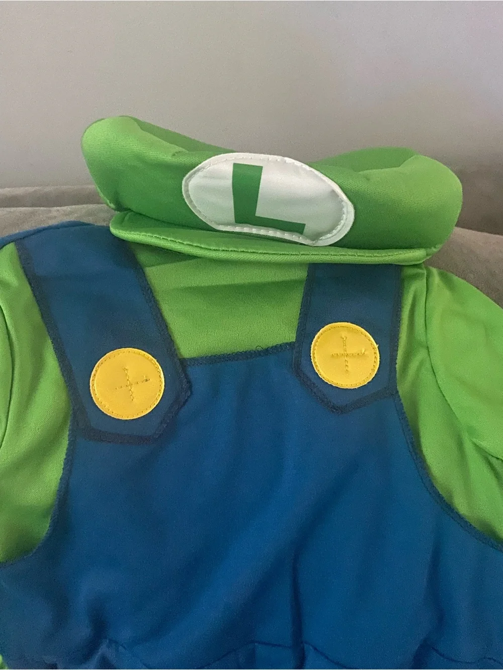 Luigi 2T Costume Super Mario Nintendo Hat & Blue Overalls Kids Costume